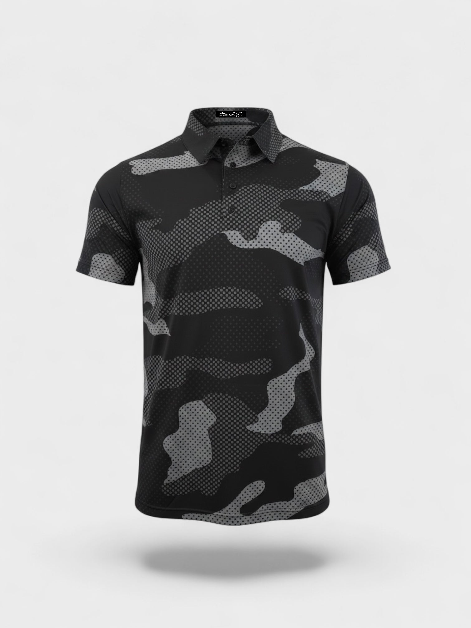Black and white Phantom Polo cycling jersey with camo design and breathable fabric