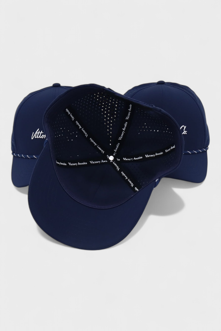 Navy Vittoria Rope Hat with classic rope detail and breathable fabric, designed for golf and sun protection.