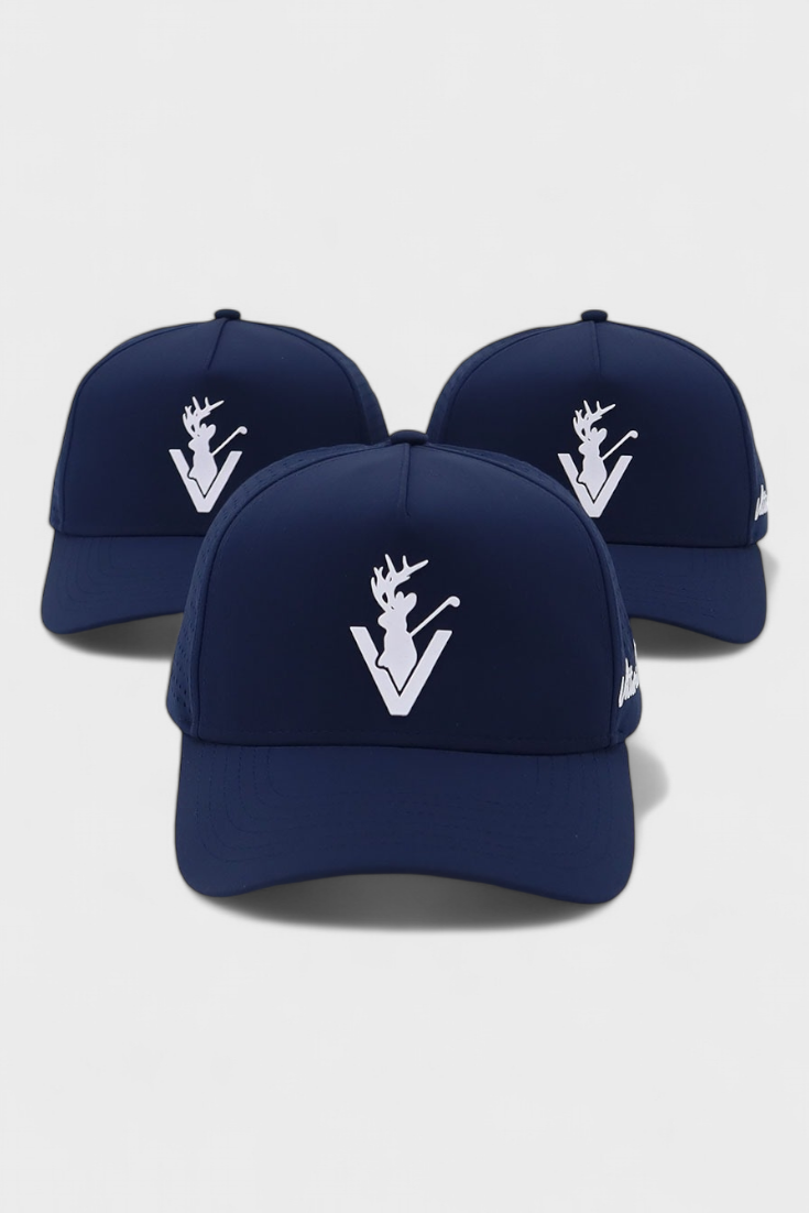 Vittoria Performance Hat - Navy in deep navy color with white logo, ideal for golf and casual wear.