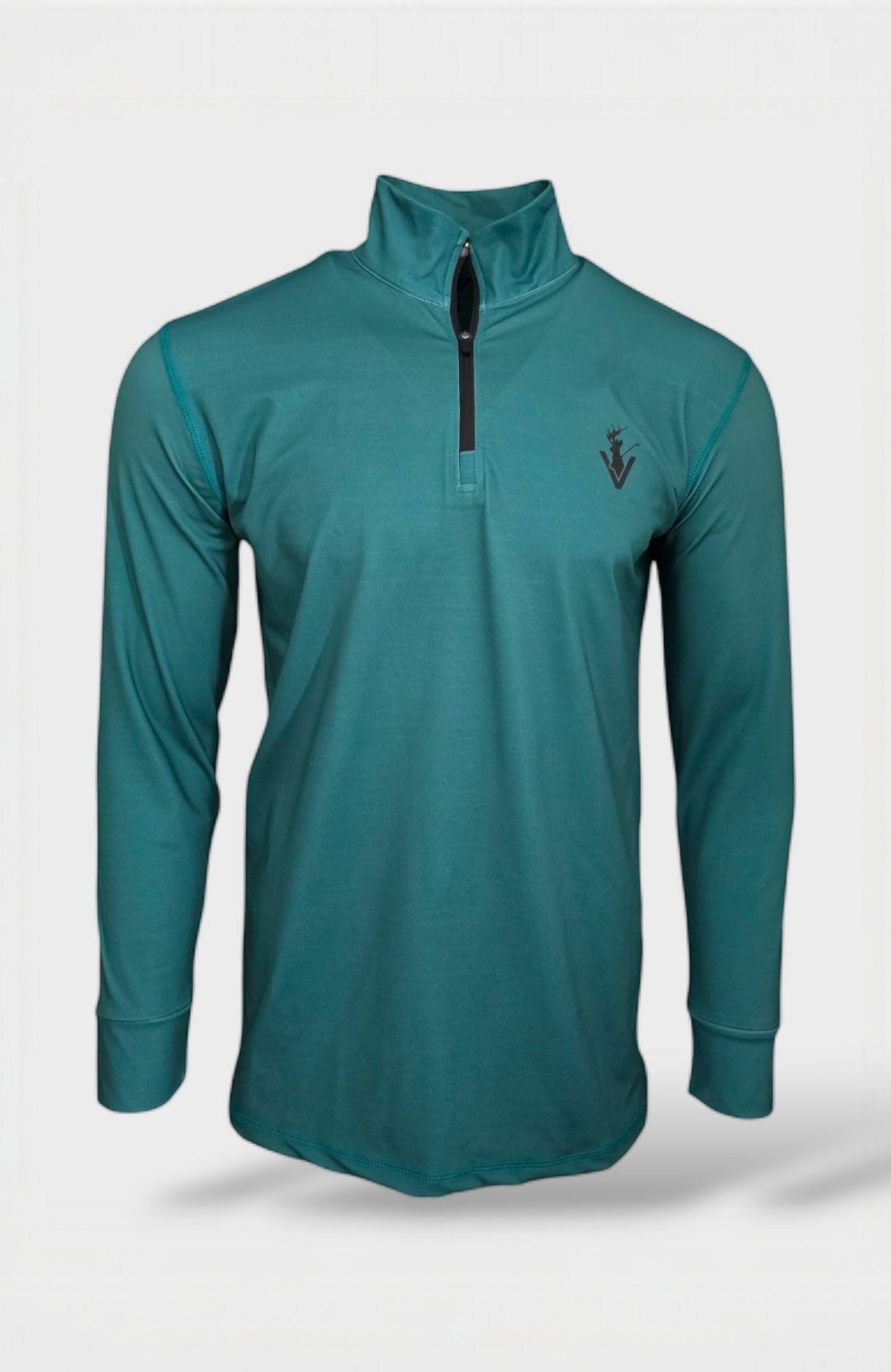 The Verdant Quarter-Zip in teal with soft-touch fabric and quarter zip collar