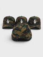 Tri Camo Hat with modern camouflage design and adjustable snapback for golf and casual wear