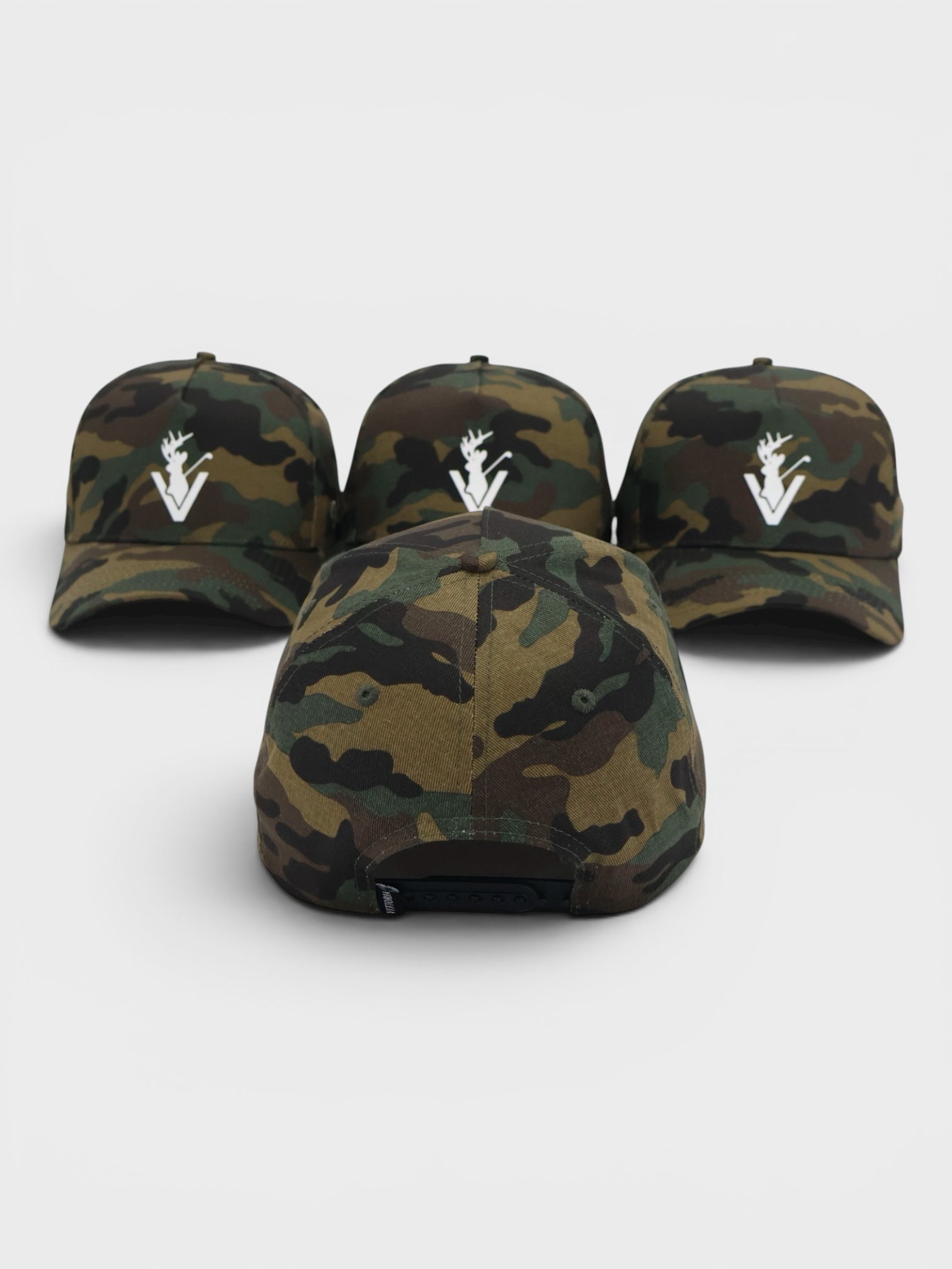 Tri Camo Hat with modern camouflage design and adjustable snapback for golf and casual wear