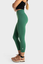 The Quelles green performance leggings with moisture-wicking fabric and flexible fit by VittoriaGolfCo