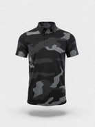 Black and white Phantom Polo cycling jersey with camo design and breathable fabric