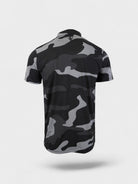 The Phantom Polo black and white camo cycling jersey with breathable, stretch fabric for performance and precision