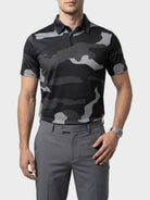 Black and white The Phantom Polo with camo design for elite performance and precision