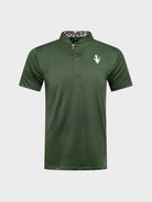 The Vittoria Verde Blade green golf polo shirt with azalea-detailed collar and sleek athletic design