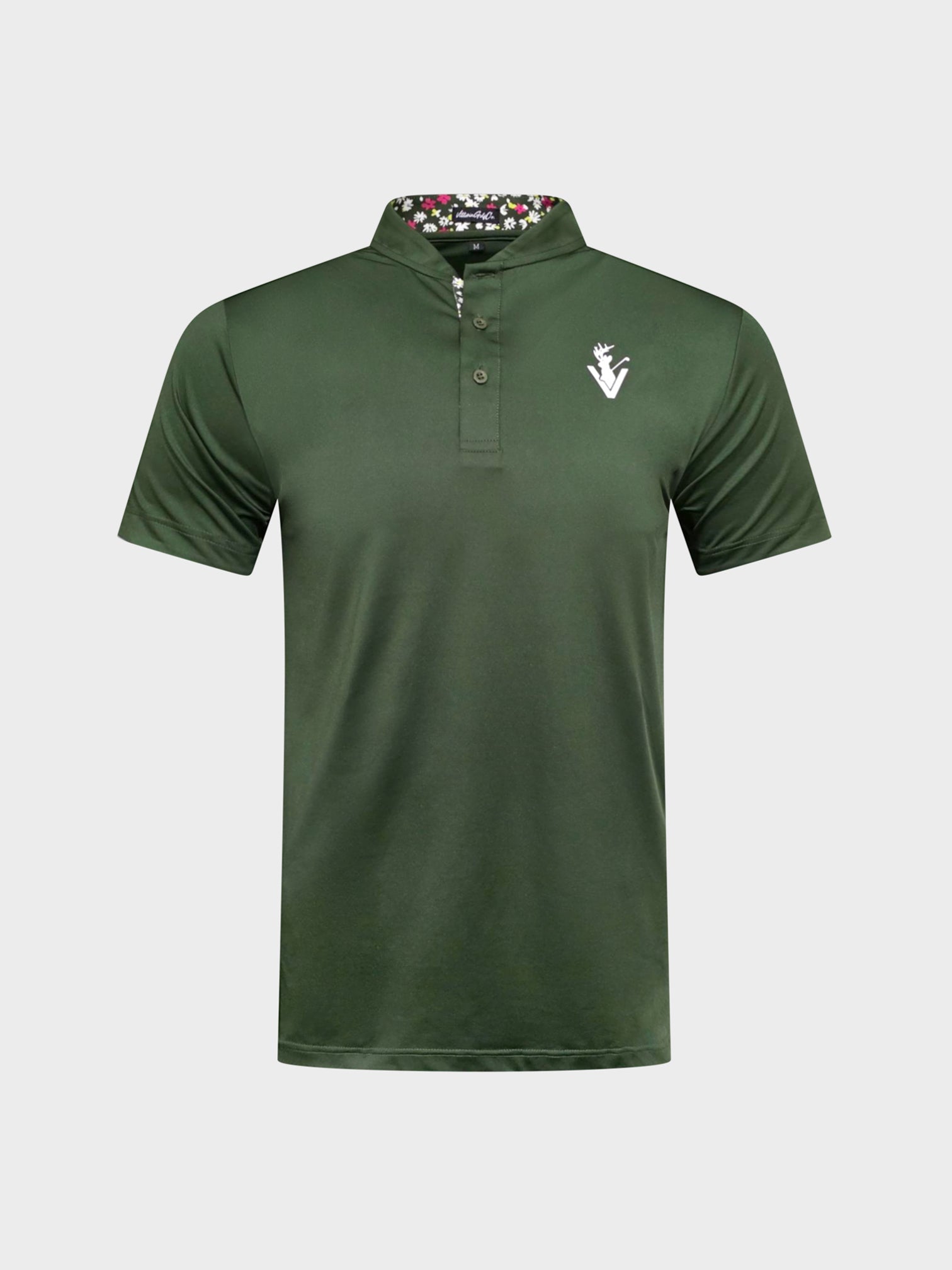 The Vittoria Verde Blade green golf polo shirt with azalea-detailed collar and sleek athletic design